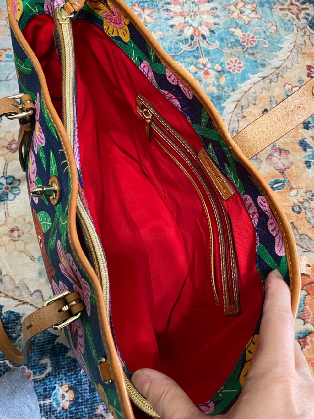 RARE Dooney Bourke Islamorada Large Bag Dover Tote Tropical Panama Jungle - Picture 12 of 14
